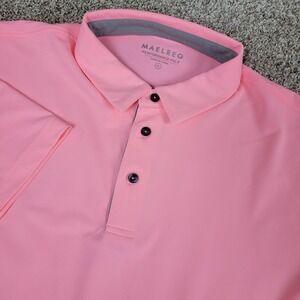 Maelreg Mens XL‎ Solid Pink Performance Stretch Golf Polo Short Sleeve